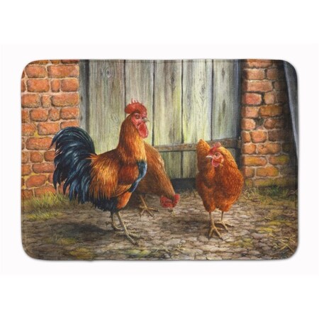 Jensendistributionservices Rooster & Chickens by Daphne Baxter Machine Washable Memory Foam Mat MI2550587